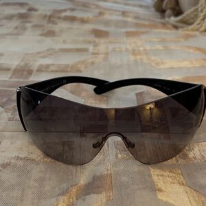 Prada Black and Gray Wraparound Sunglasses
